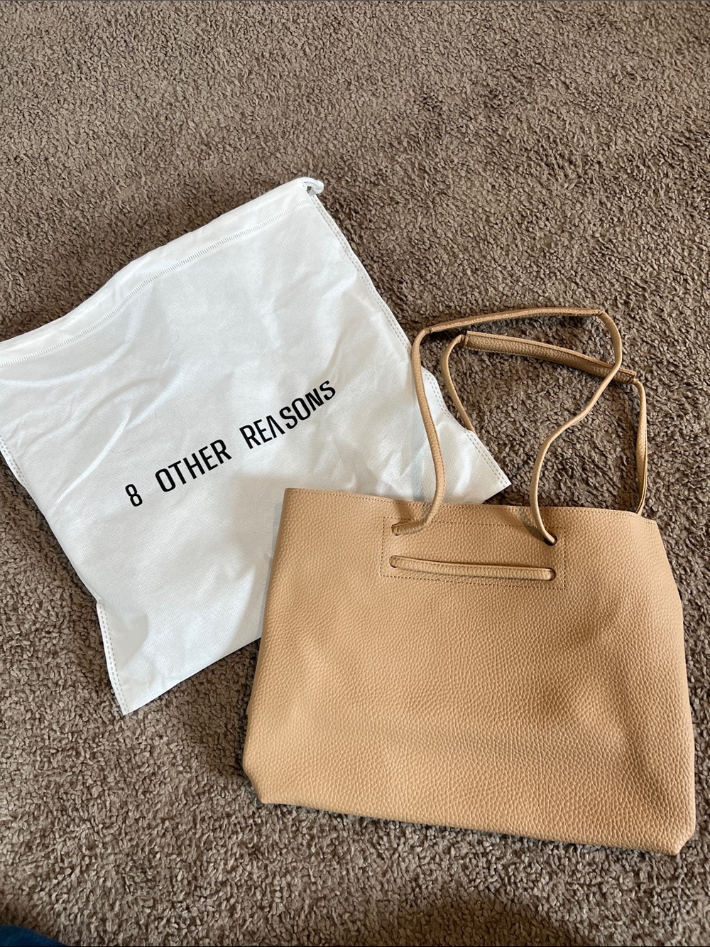 8 Other Reasons Beige Pebbled Leather Tote